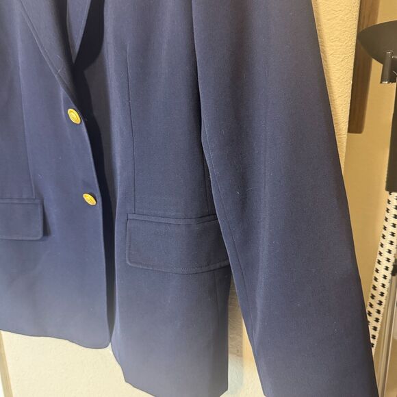 Vintage Evan Picone Blazer Wool blend Womens Size 12 Navy Blue Gold Buttons 90s - Picture 2 of 6